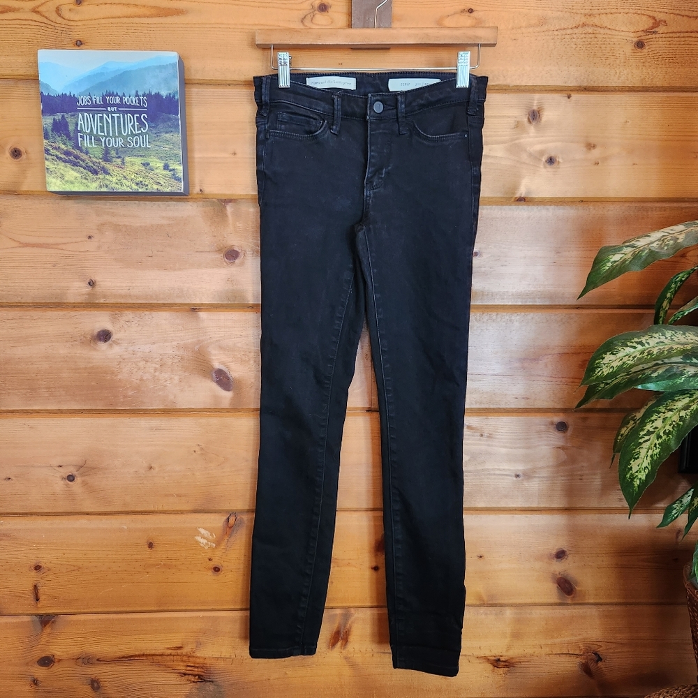 Pilcro Letterpress 💜 Serif Skinny Jeans Black Denim Stretch Anthropologie Sz 25